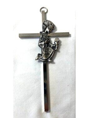 Vintage Wall Hanging Crucifix With Child Figurine